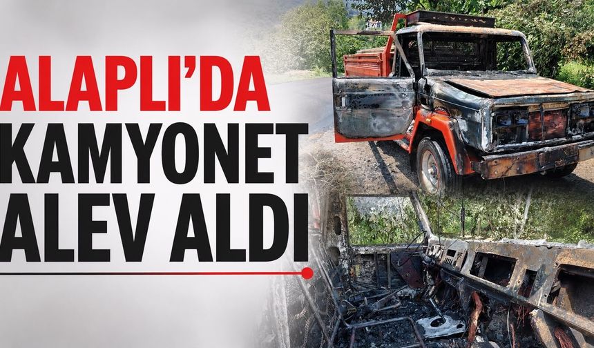 Seyir halindeki kamyonet aniden alev aldı