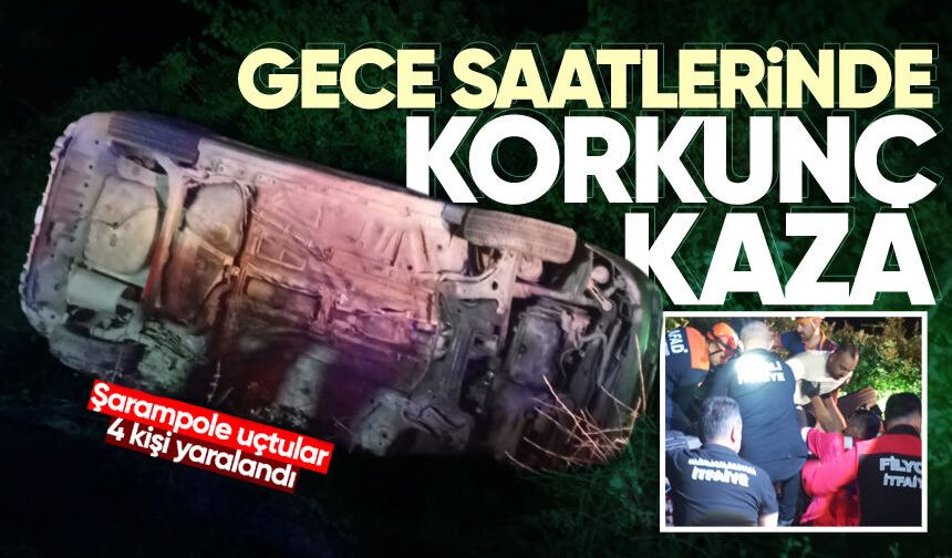 Gece saatlerinde korkunç kaza: Şarampole uçtular, 4 yaralı