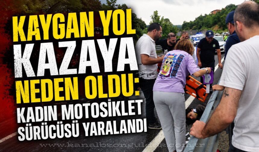 Kaygan yolda düşen motosiklet sürücüsü ağır şekilde yaralandı