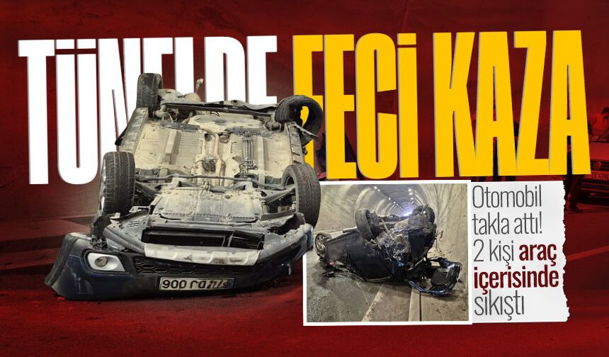 Uzunkum Tünelleri'nde feci kaza: 2 kişi araç içerisinde sıkıştı