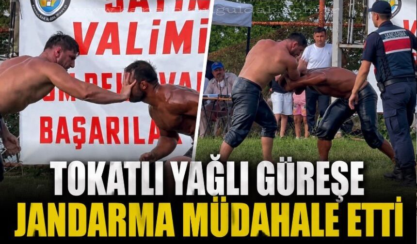 Dağköy yağlı güreşlerinde tokatlar konuştu: Jandarma müdahale etti