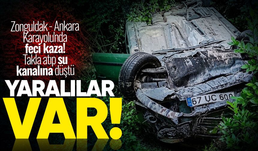 Zonguldak - Ankara Karayolu'nda feci kaza: Takla atıp su kanalına düştü