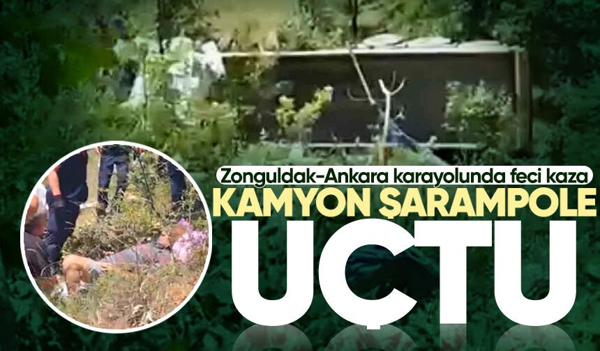 Zonguldak-Ankara yolunda feci kaza: Kamyon şarampole uçtu