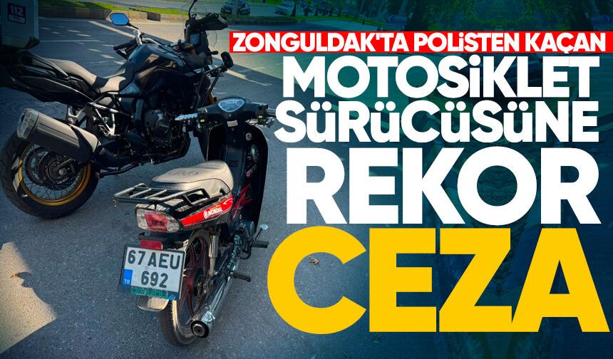 Zonguldak'ta polisten kaçan motosiklet sürücüsüne rekor ceza