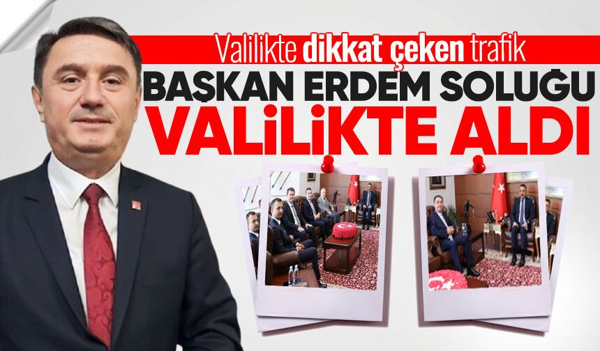 Müfettişlerin ziyaretinin ardından Başkan Erdem soluğu Valilikte aldı