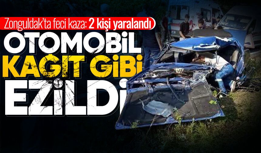 Feci kazada otomobil kağıt gibi ezildi! 2 kişi yaralandı