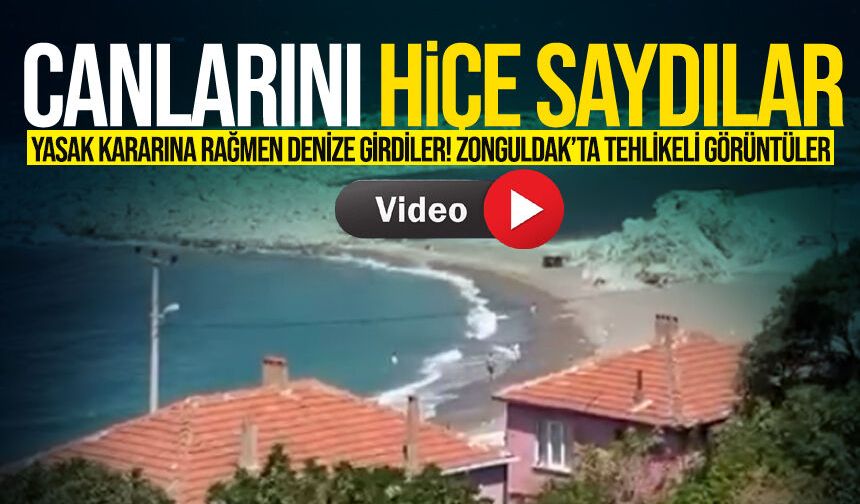 Yasak kararına rağmen denize girdiler! Zonguldak’ta tehlikeli görüntüler