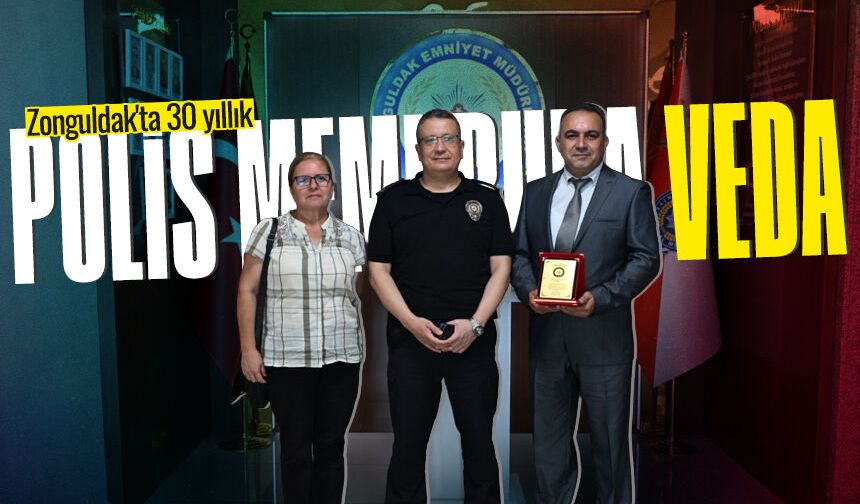 Zonguldak'ta 30 yıllık polis memuruna veda