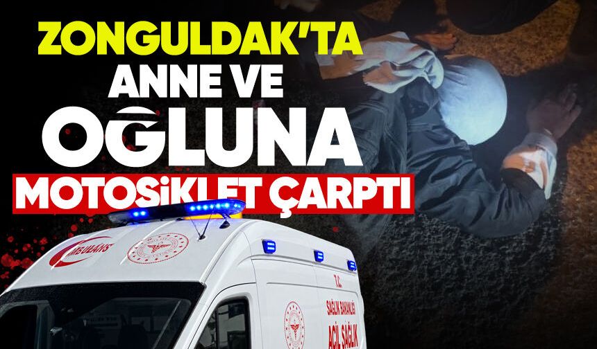 Anne ve oğluna motosiklet çarptı: 1 yaralı