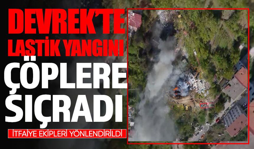 Devrek’te lastik yangını çöplere sıçradı