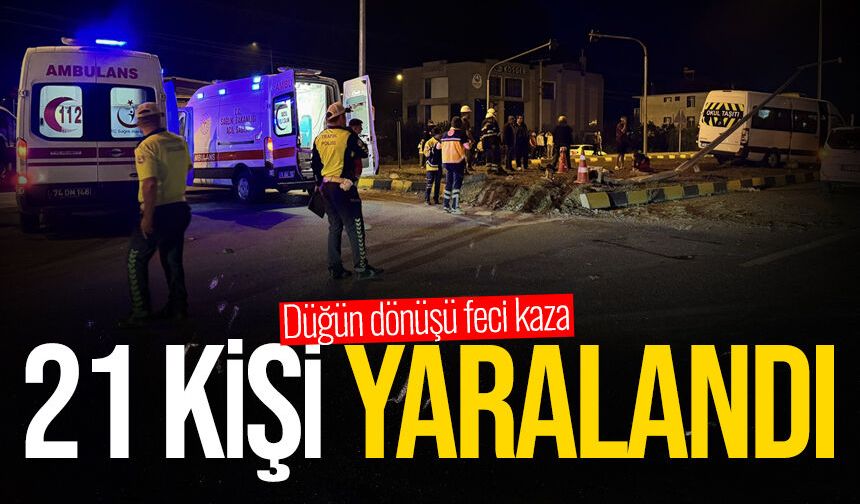 Düğün dönüşü feci kaza: 21 kişi yaralandı