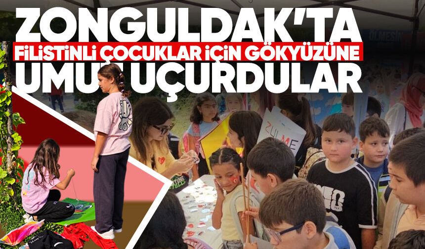 Zonguldak'ta Filistinli Çocuklar için gökyüzüne umut uçurdular