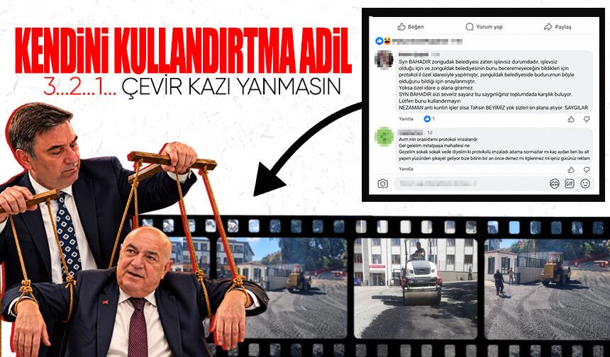 Zonguldak Belediyesi asfalt döken Özel İdare’ye teşekkür yerine…