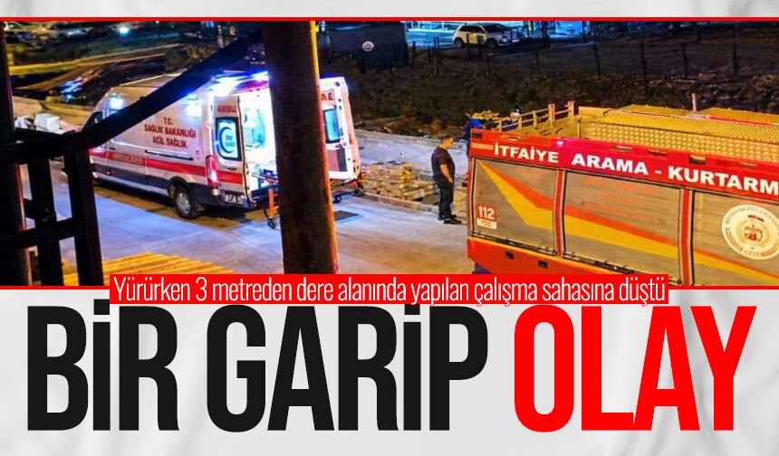 Ereğli'de bir garip olay: Yürürken 3 metreden dere alanında yapılan çalışma sahasına düştü