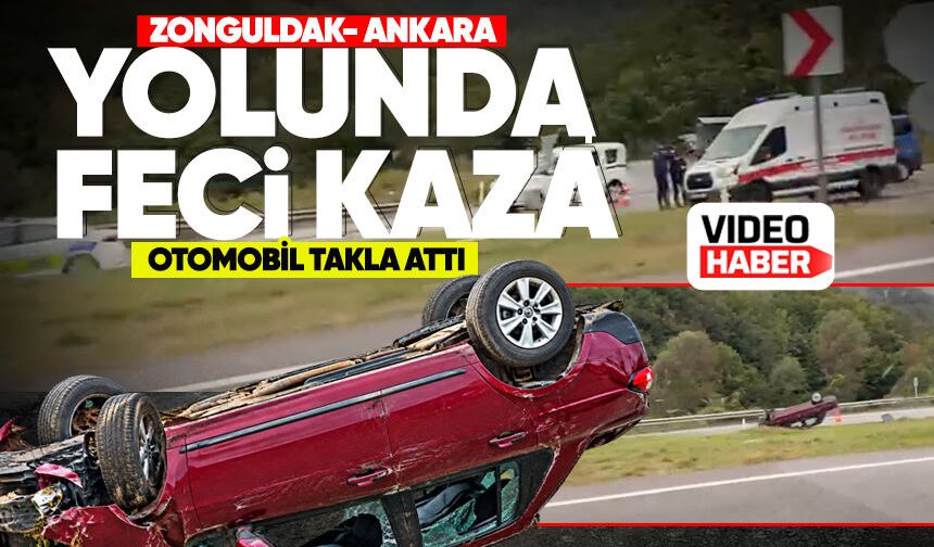 Zonguldak-Ankara yolunda trafik kazası: Otomobil takla attı