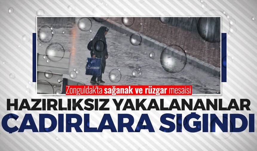 Zonguldak'ta sağanak ve rüzgar mesaisi: Hazırlıksız yakalananlar çadırlara sığındı