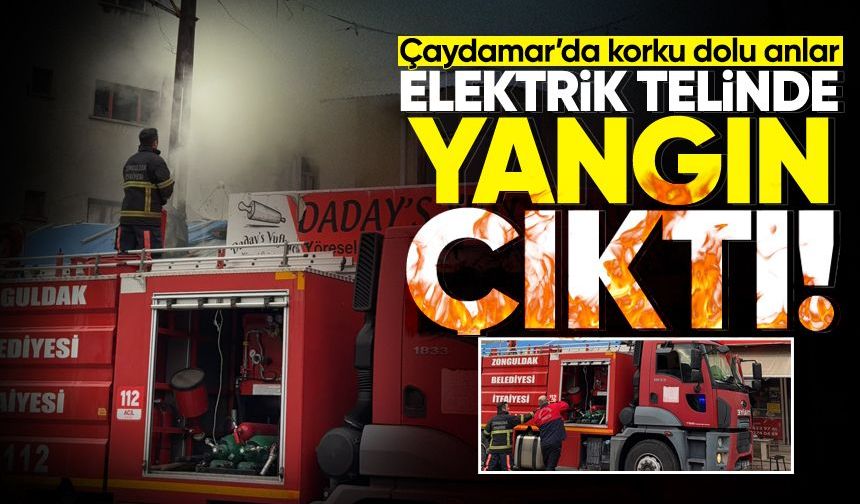 Çaydamar'da korku dolu anlar: Elektrik telinde yangın çıktı