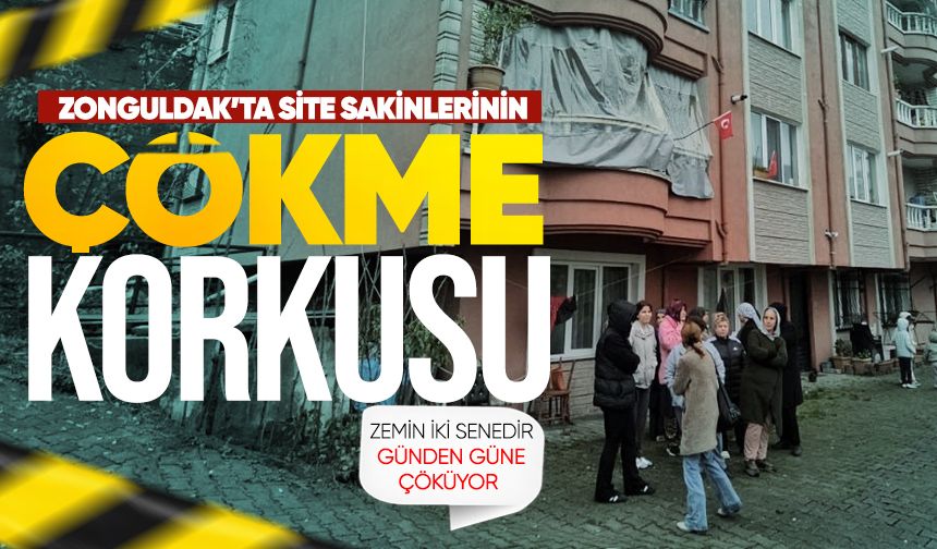 Zonguldak'ta 135 haneli site sakinlerinin çökme korkusu: "Yolun altı boşaldı"