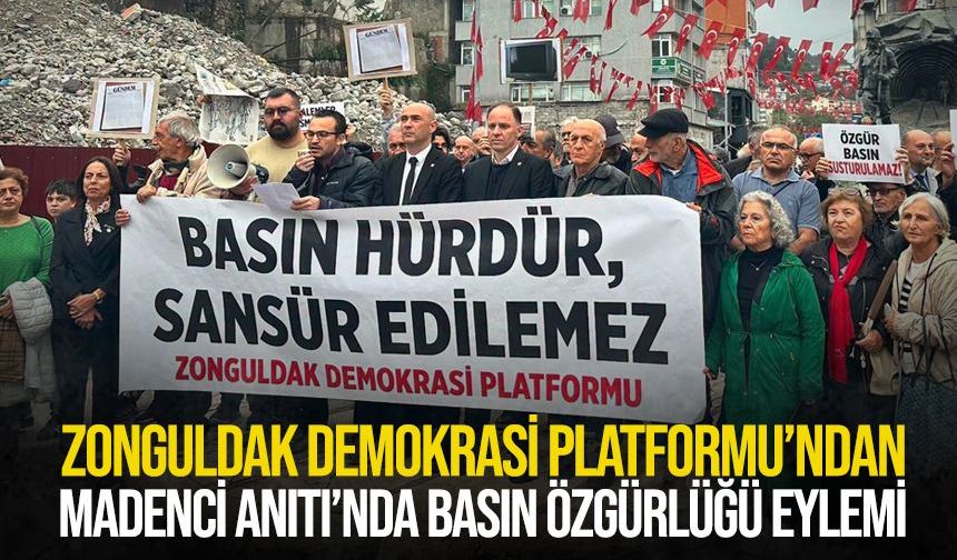 Zonguldak Demokrasi Platformu’ndan Madenci Anıtı’nda basın özgürlüğü eylemi