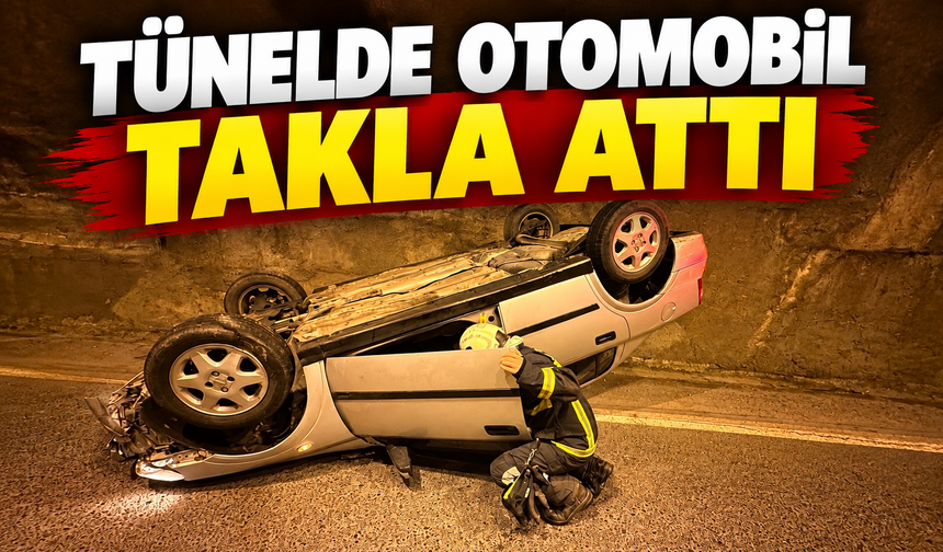 Değirmenağzı tünellerinde otomobil takla attı