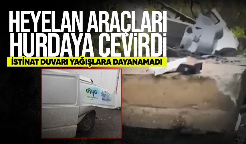 Zonguldak’ta heyelan araçları hurdaya çevirdi!