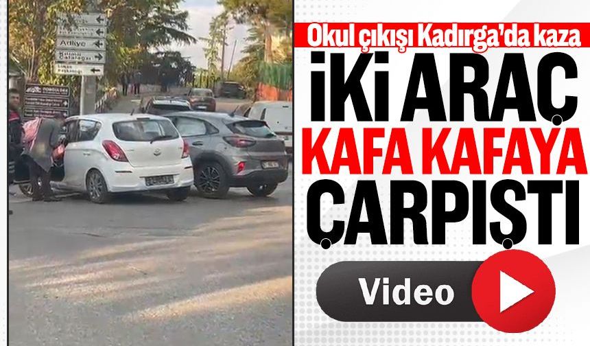 Kadırga'da okul çıkışı kaza: İki araç kafa kafaya çarpıştı