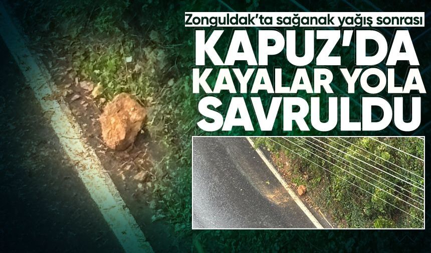 Kapuz'da korkutan heyelan: Kayalar yola uçtu