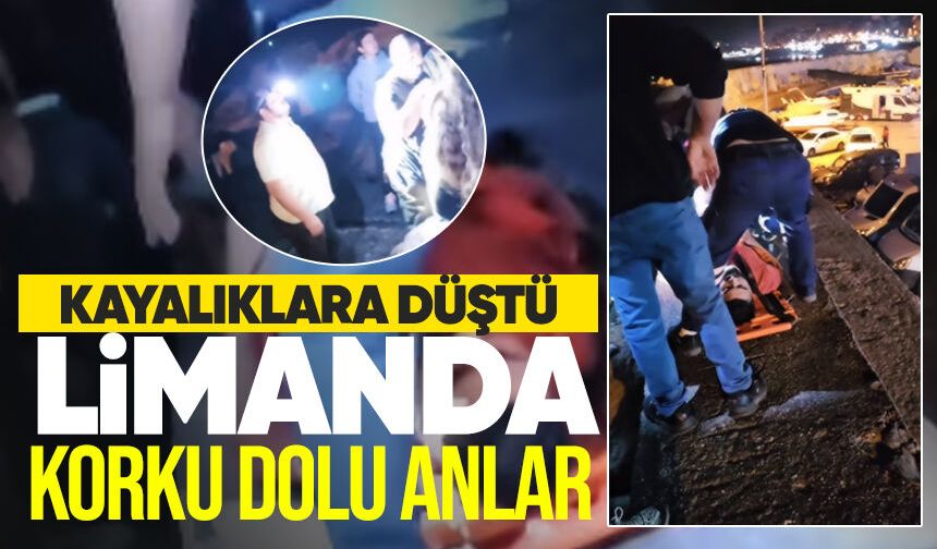Limanda korku dolu anlar! Kayalıklara düştü