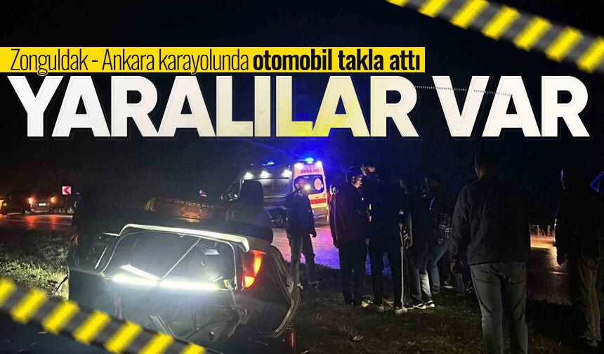 Zonguldak yolunda otomobil takla attı: 2 kişi yaralandı