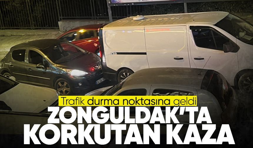 Zonguldak’ta seyir halindeki araç ticariye arkadan çarptı