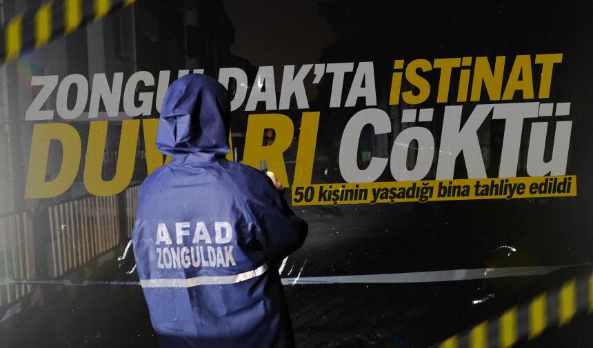 Zonguldak'ta istinat duvarı çöktü: İki araç göçük altında kaldı